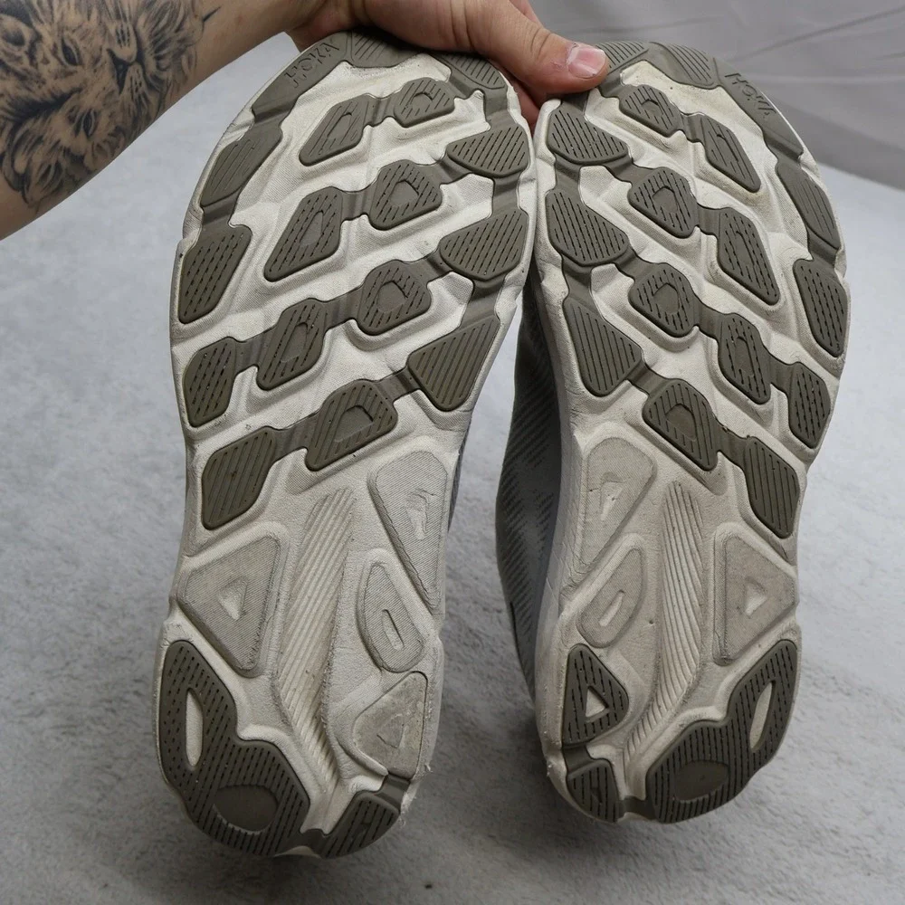 Hoka‎ Mens 13D Athletic Shoes Grey Clifton 9 Mesh Running Lightweight Cushioned